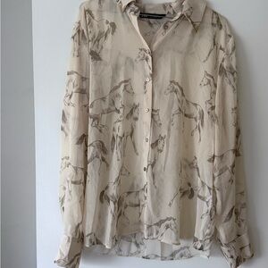 Zara Cream Horse Print Blouse
